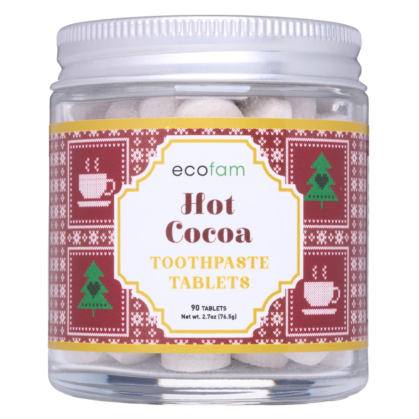 Ecofam Toothpaste Tablets - Hot Cocoa Chewable, Fluoride Free, Nano Hydroxyapatite | 90 Tablets