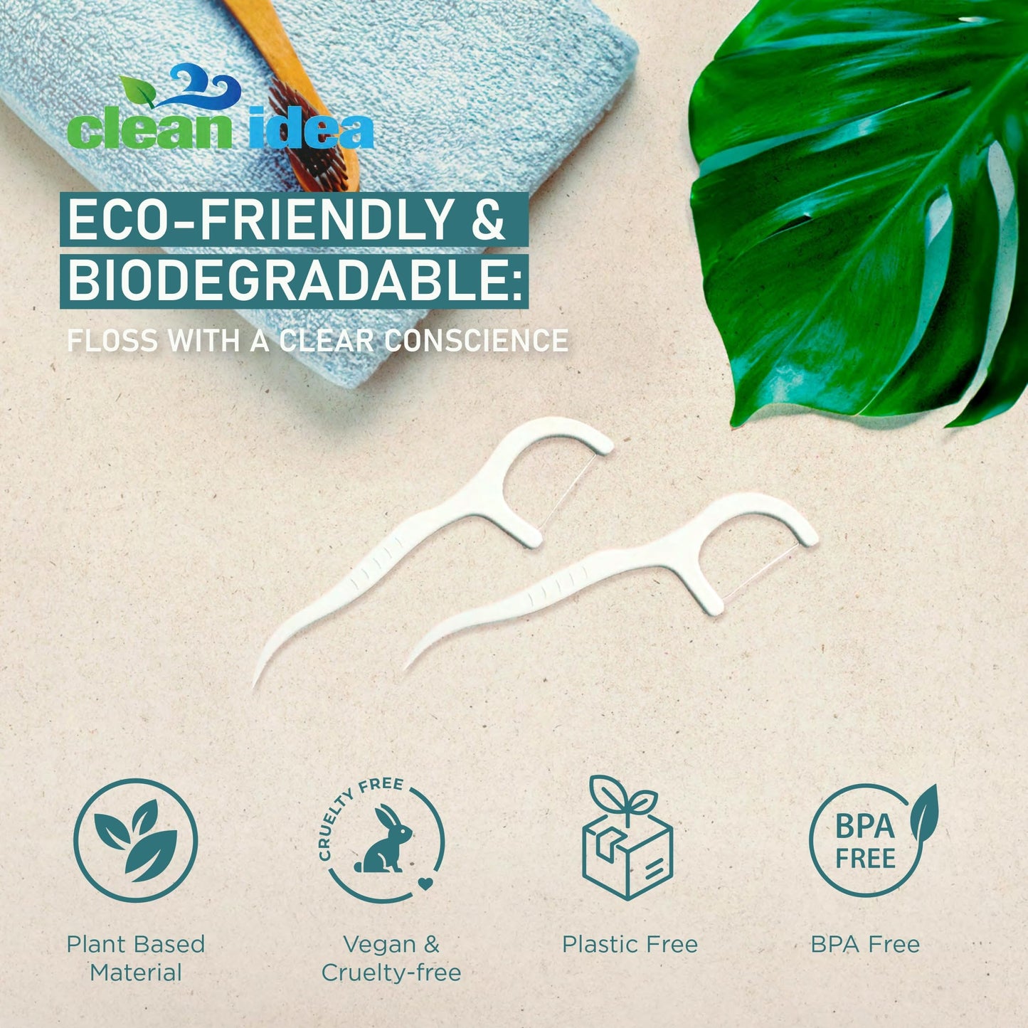 Clean Idea EcoFlossers 300ct | Eco-Friendly Floss Picks for Adults & Kids