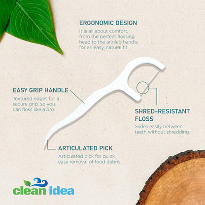 Clean Idea EcoFlossers 300ct | Eco-Friendly Floss Picks for Adults & Kids