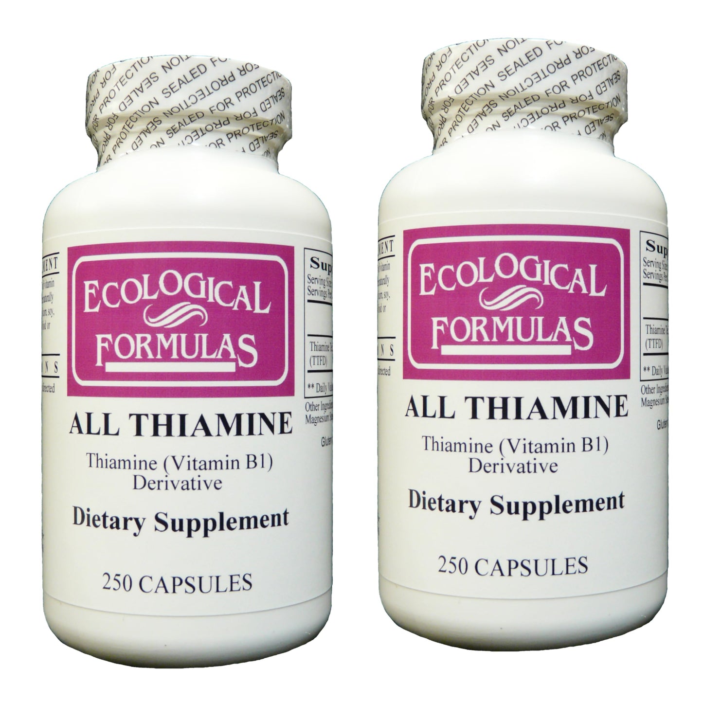 Ecological Formulas All Thiamine B1 50 mg – 2 x 250 Capsules | Vitamin B1 Supplement