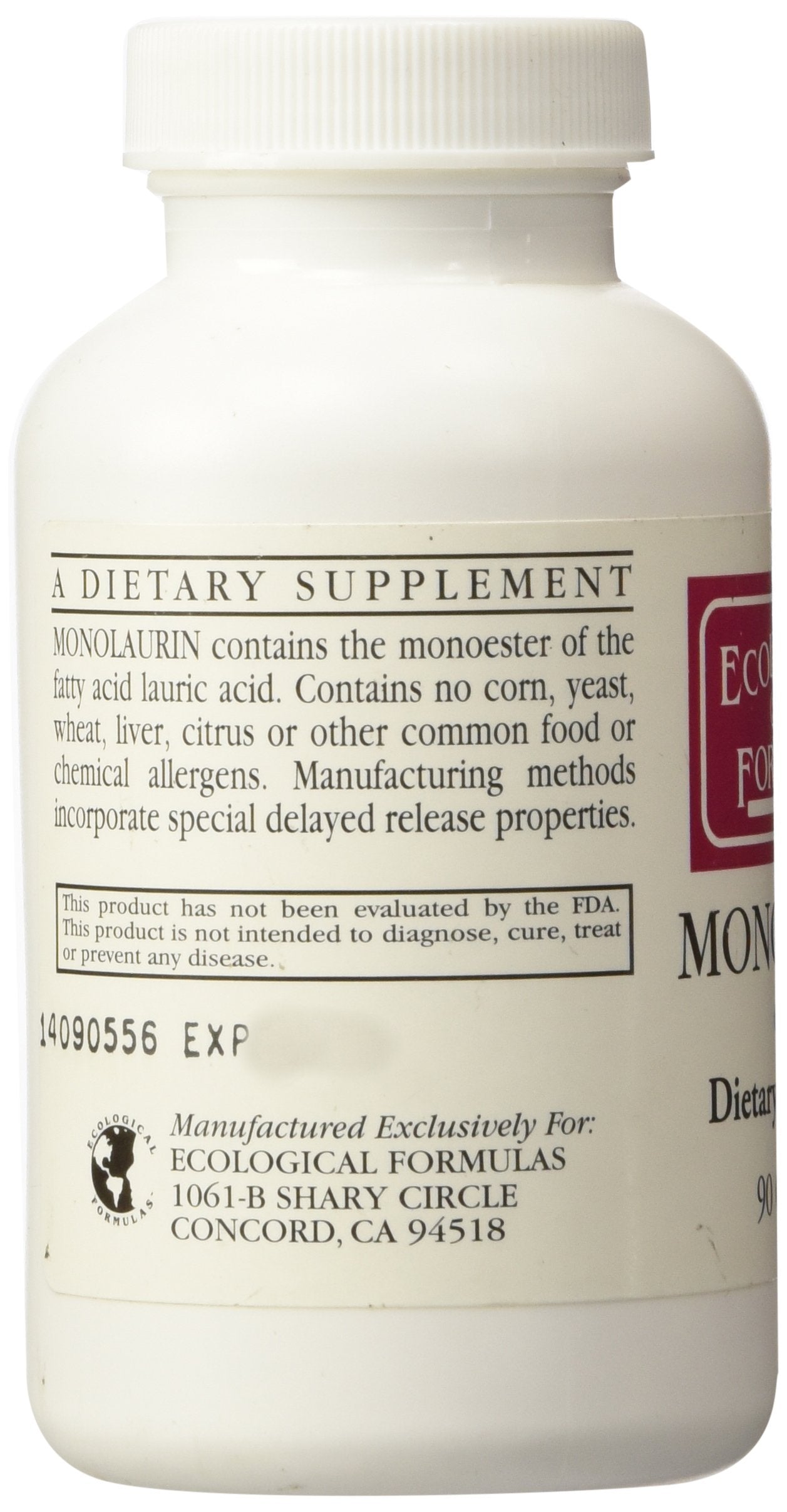 Ecological Formulas Monolaurin 600mg - 90 Capsules
