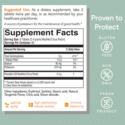 EcoNugenics PectaSol Modified Citrus Pectin – 120 Tangerine Chewable Tablets | Total-Body Wellness