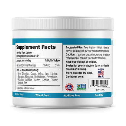 EcoPure Coral Calcium Powder with Trace Minerals – 16 oz