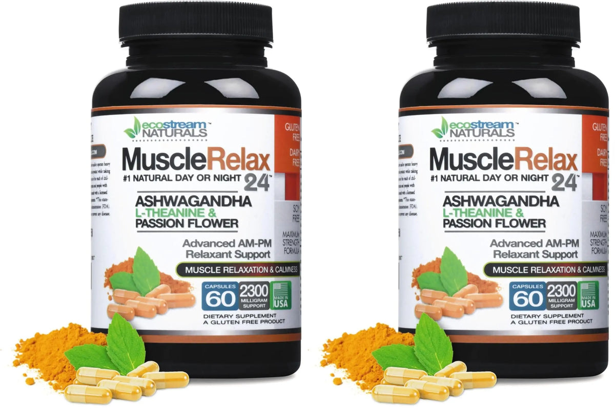 ecostream Naturals Relaxant – 2300 mg Day/Night Capsules with Valerian, Passion Flower, Magnesium (2-Pack) BritishVita | Premium UK Vitamins & Wellness Supplements