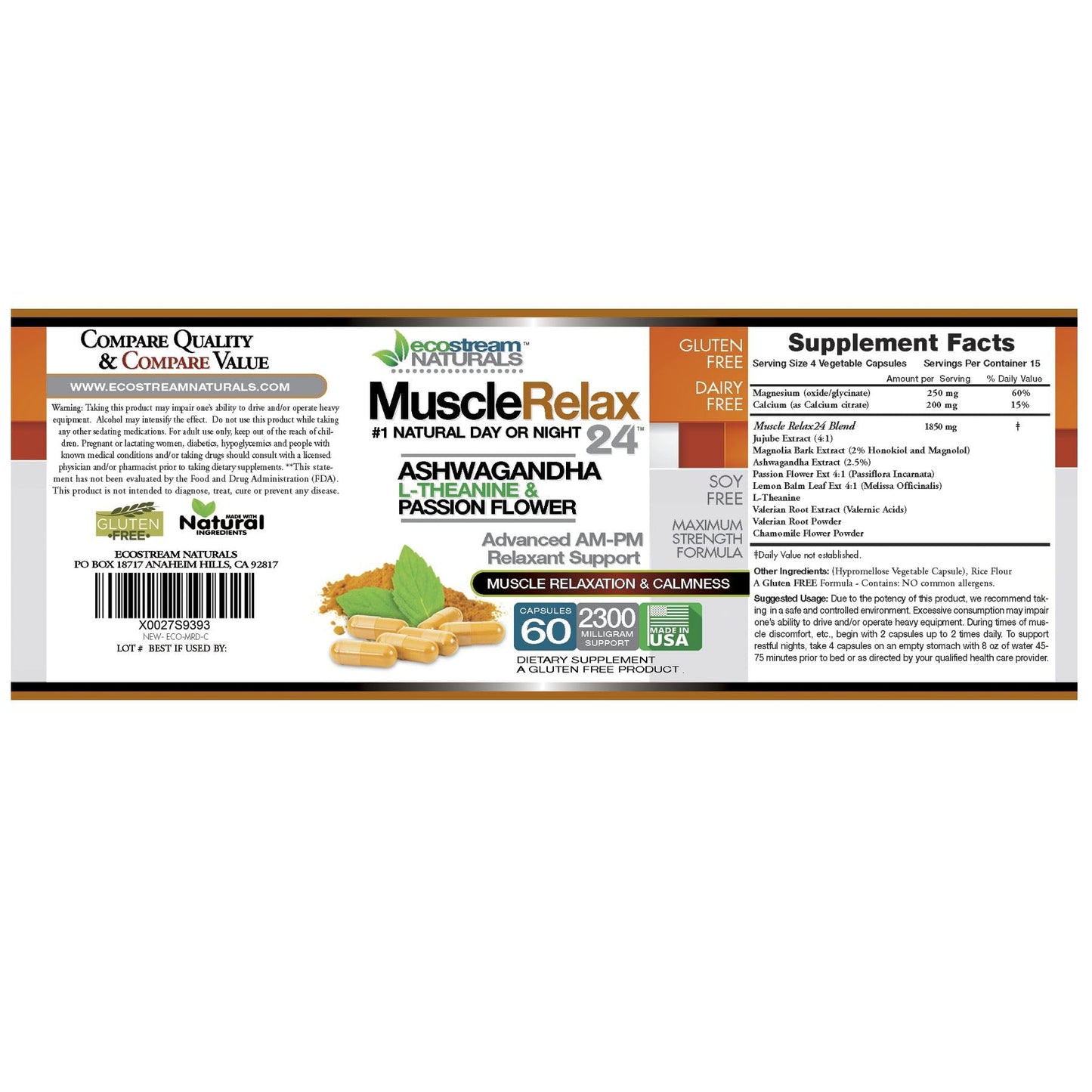 ecostream Naturals Relaxant | 2,300 mg Day/Night Capsules