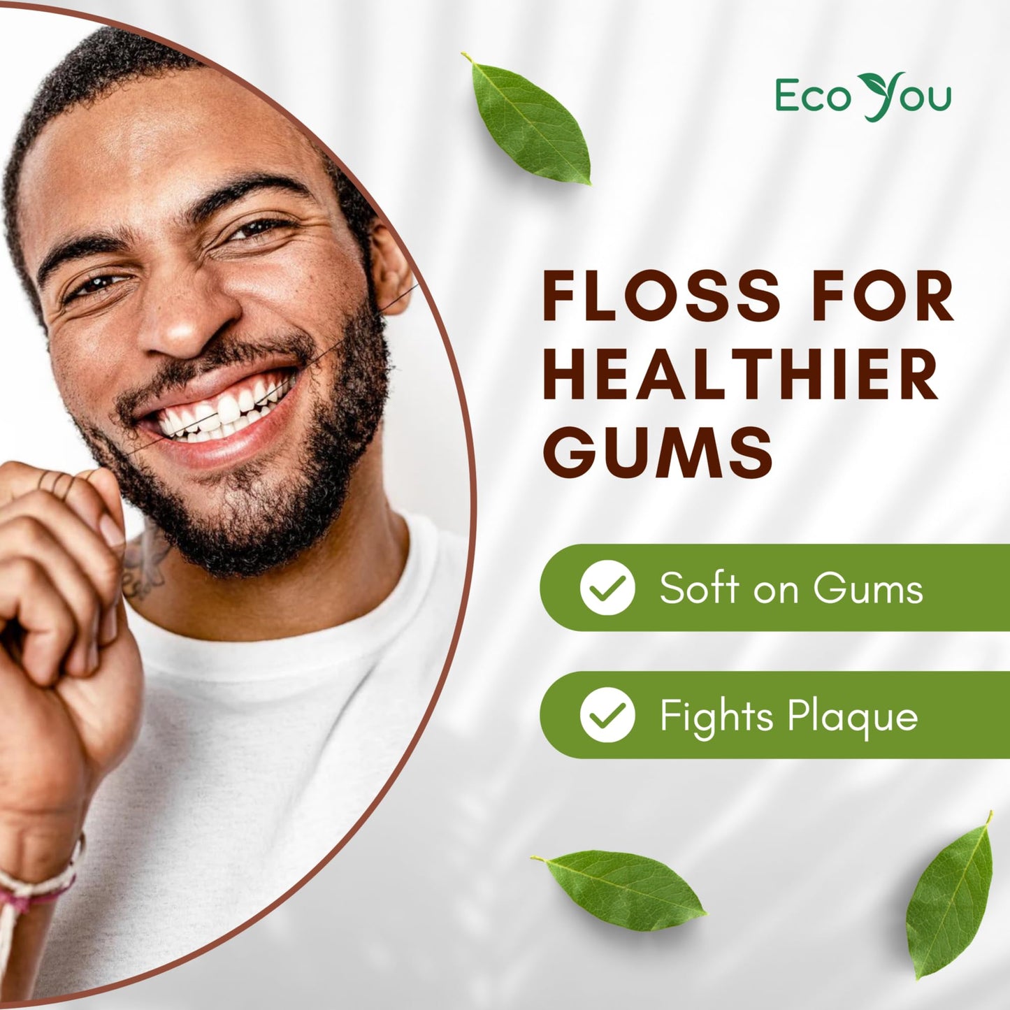 EcoYou Charcoal Bamboo Floss – 2 Refill Spools + Glass Container | Vegan & Biodegradable