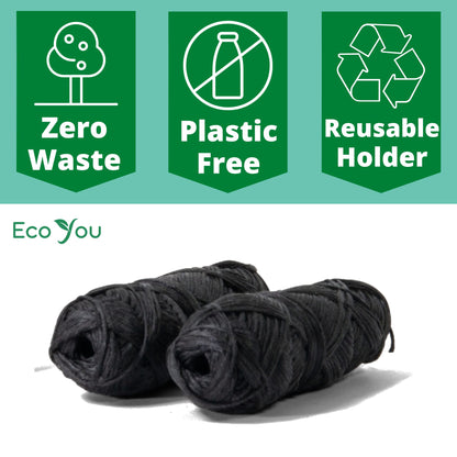 EcoYou Bamboo Charcoal Dental Floss - Mint & Candelilla Wax - Vegan & Biodegradable (2 Refills Pack)