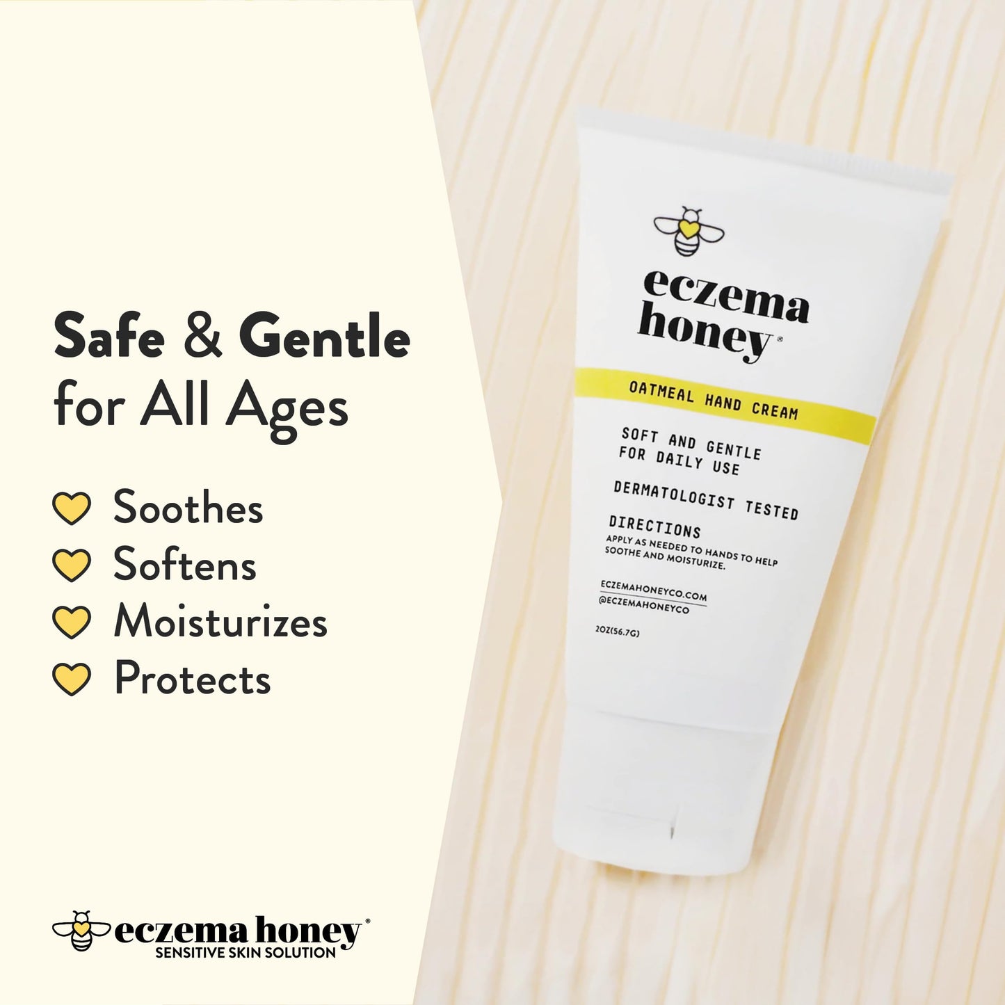 ECZEMA HONEY Oatmeal Hand Cream – Natural Eczema Relief for Dry, Itchy Hands (2 oz)