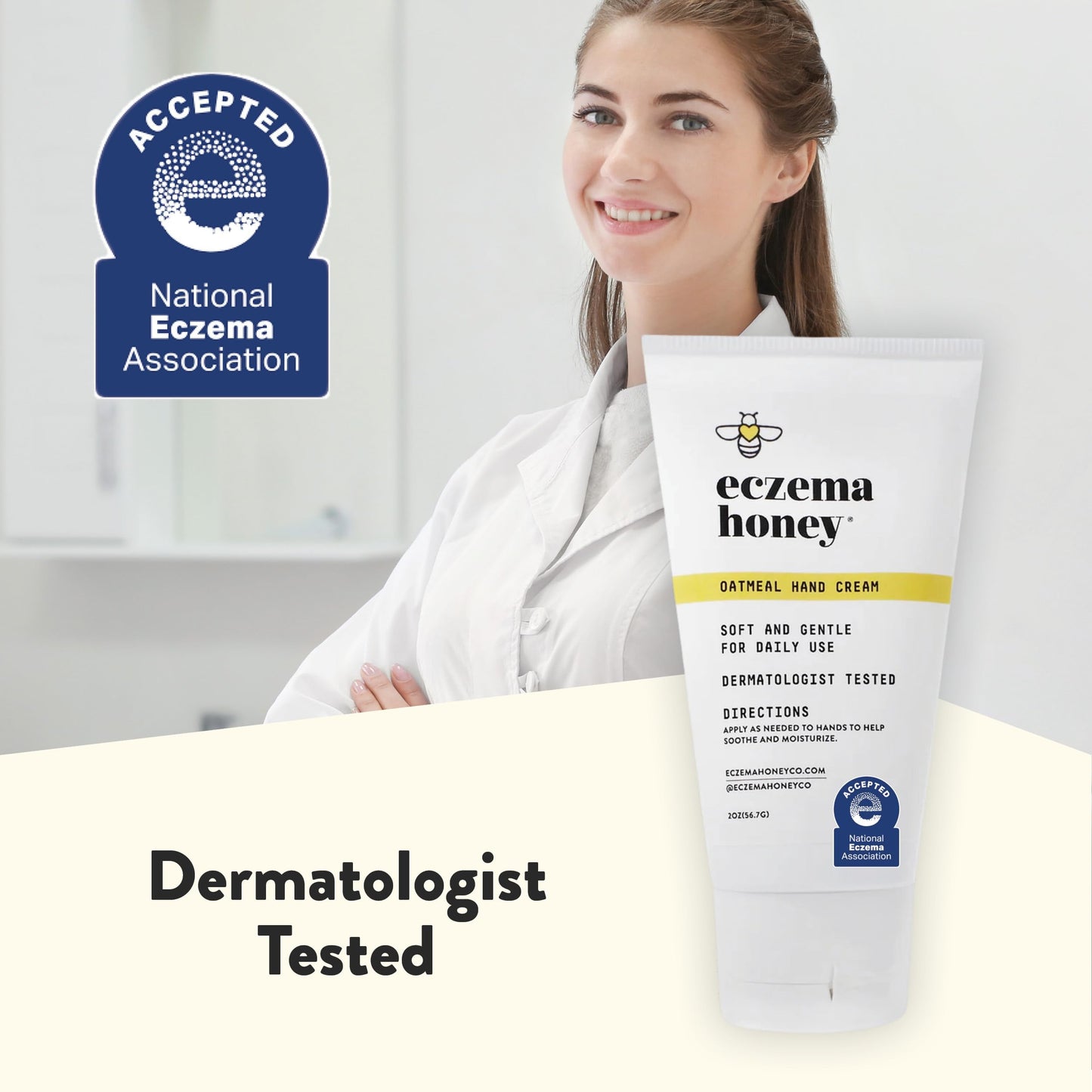 ECZEMA HONEY Oatmeal Hand Cream – Natural Eczema Relief for Dry, Itchy Hands (2 oz)