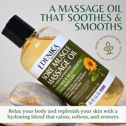 Edenika Botanicals Intense Sore Muscle Massage Oil (2-Pack) – Arnica, Stem Cells for Deep Relief & Joint Comfort
