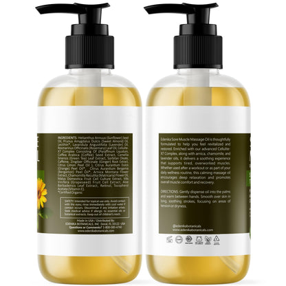 Edenika Botanicals Intense Sore Muscle Massage Oil (2-Pack) – Arnica, Stem Cells for Deep Relief & Joint Comfort