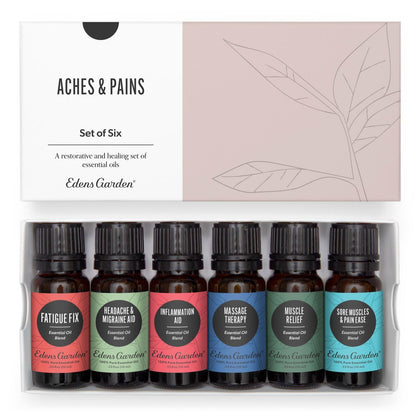 Edens Garden Aches & Pains 6 Set – 10 ml Therapeutic Essential Oils (6 Pack)