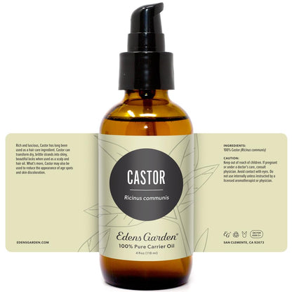 Edens Garden Organic Castor Oil – Cold Pressed, Hexane-Free, 100% Pure Therapeutic Grade (118 ml)