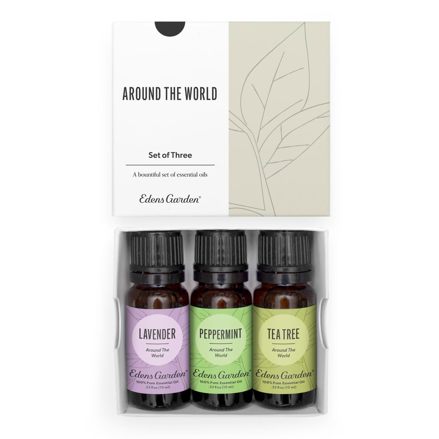 Edens Garden Around The World 3 Set – 3 Pack Lavender, Peppermint & Tea Tree Oils – No Fragrance & Undiluted, 100% Pure Therapeutic Grade (10 ml each)