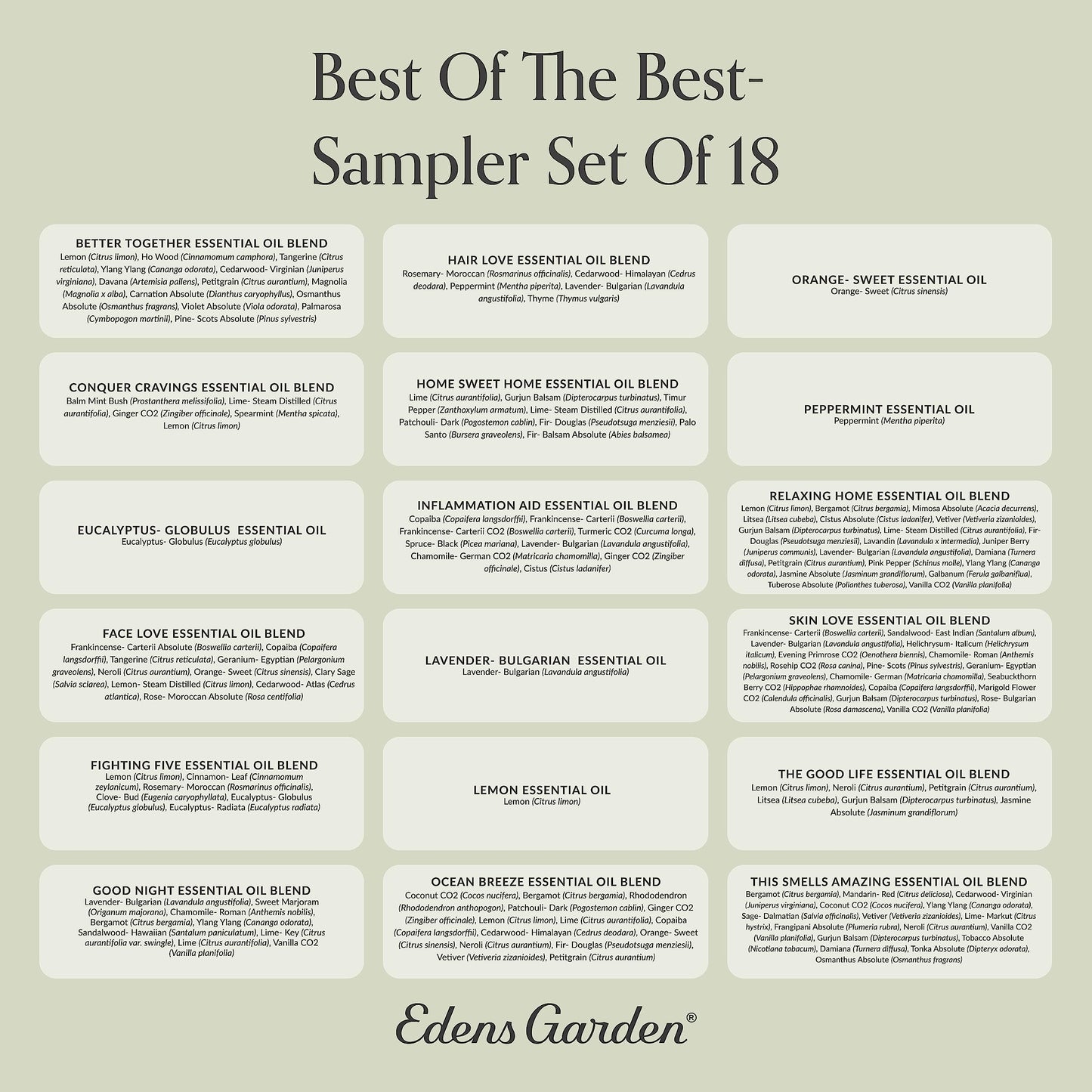 Edens Garden Best of the Best 18-Oil Sampler Set – 100% Pure Therapeutic Grade