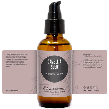Edens Garden Camellia Seed Carrier Oil – 100% Pure, Cold-Pressed (118 ml) Hexane-Free