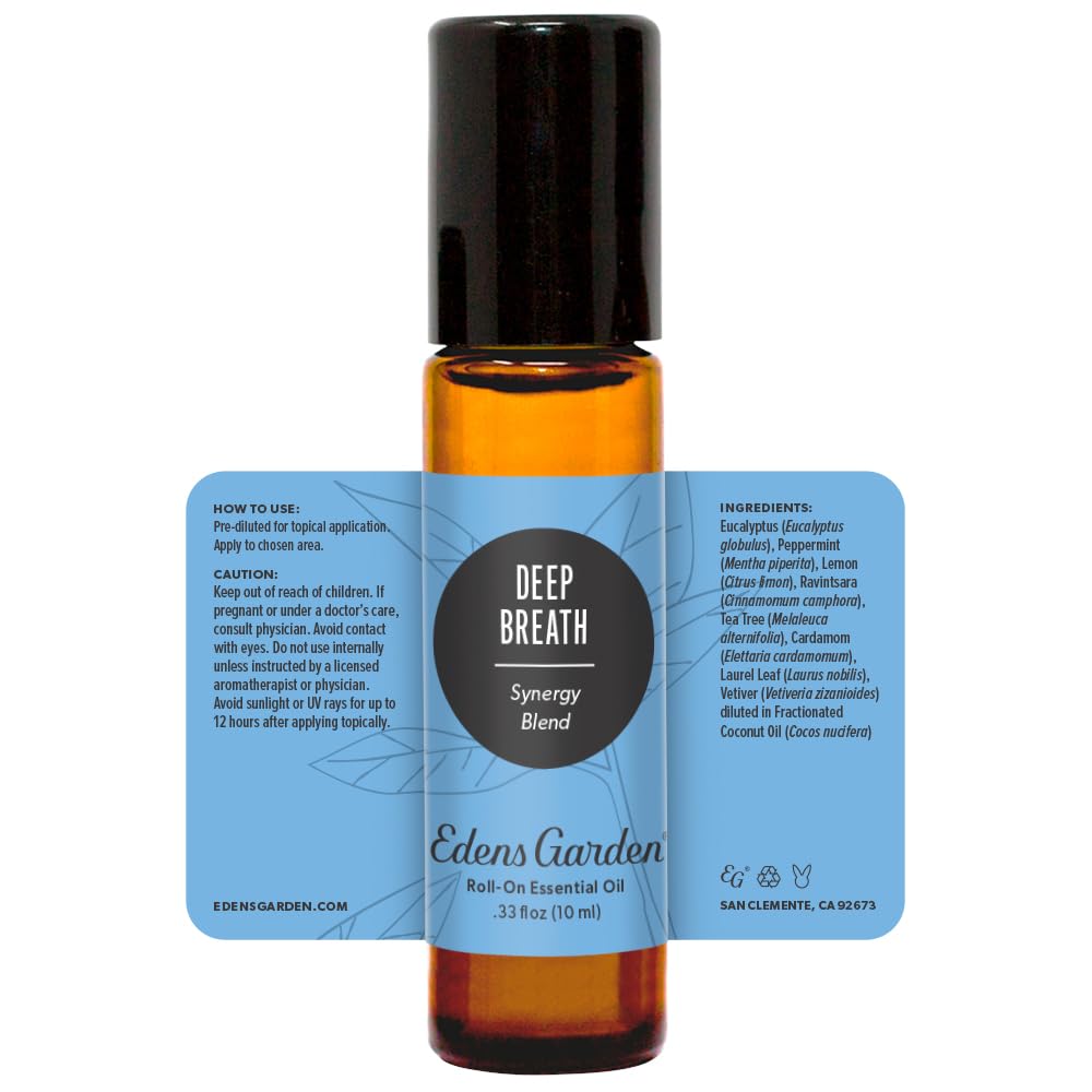 Edens Garden Deep Breath Roll-On – 100% Pure Essential Oil, Kid Safe, 10 ml