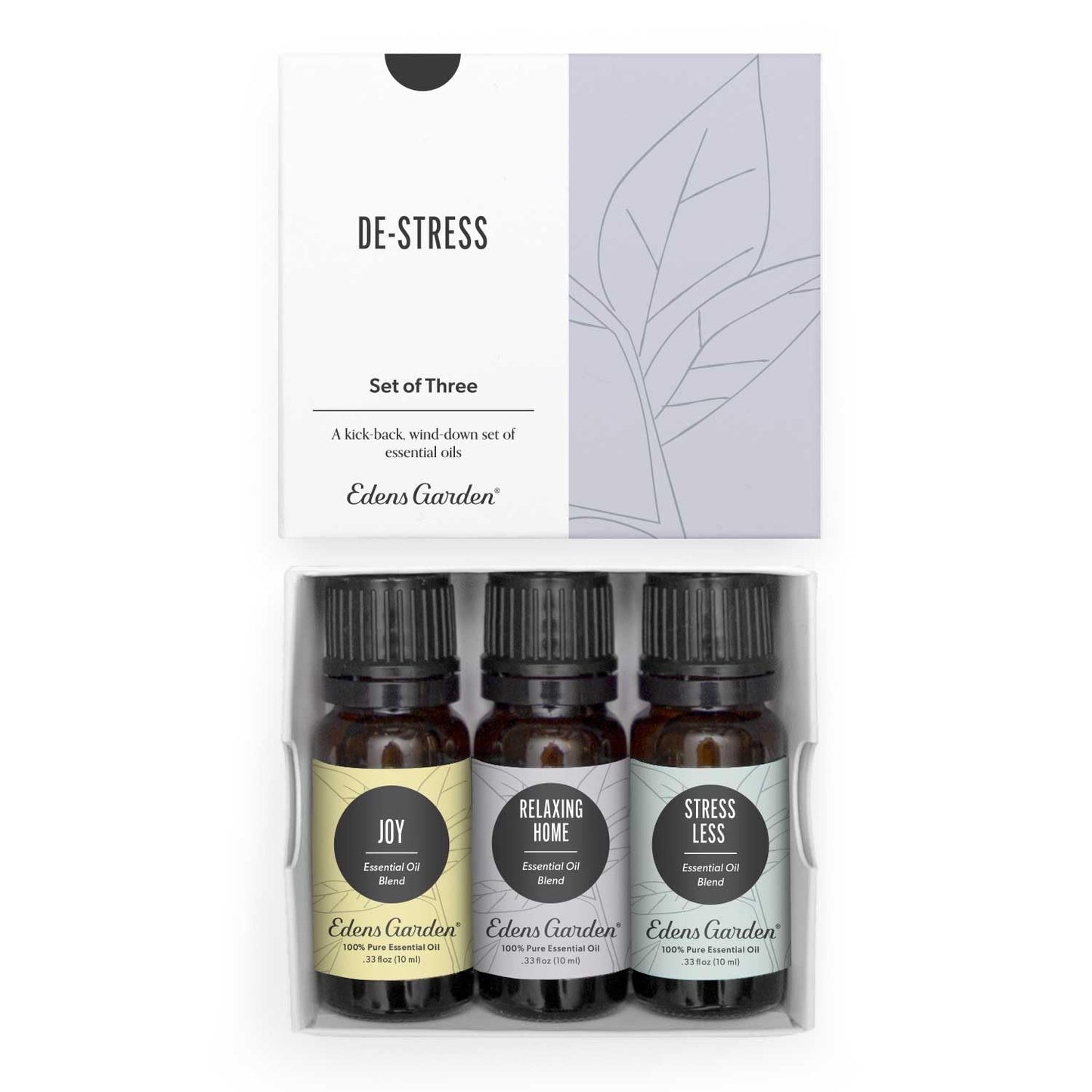 Edens Garden De-Stress Essential Oil Set – 3 x 10 ml, 100% Pure Therapeutic Grade