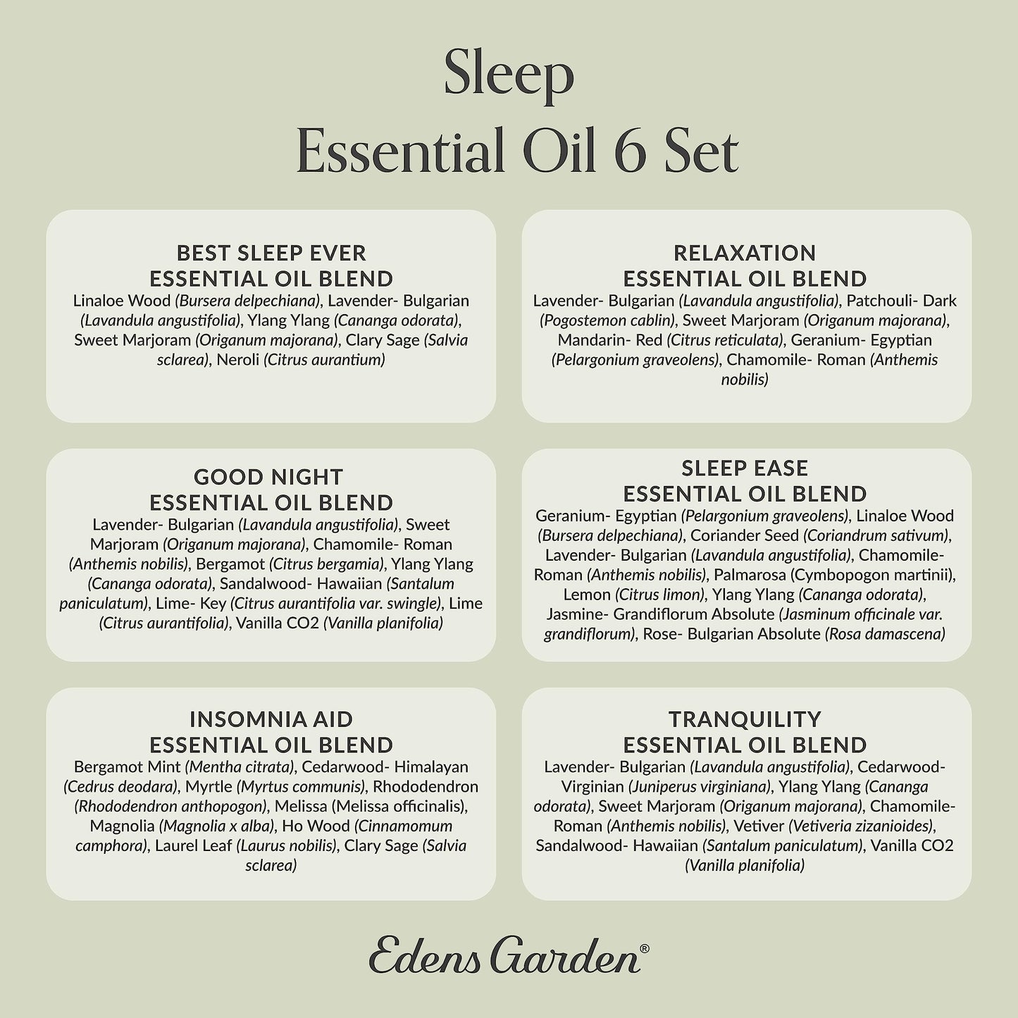 Edens Garden Sleep Essential Oils 6-Set - Pure, Undiluted Aromatherapy Blends