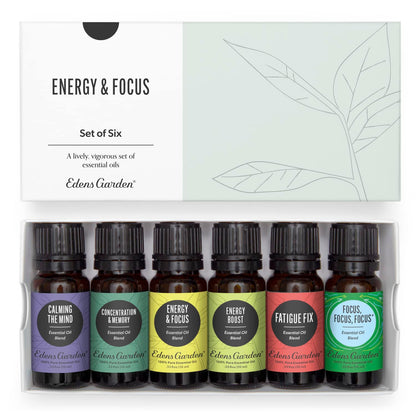 Edens Garden Energy & Focus Essential Oils 6 Set – 100% Pure Therapeutic Grade