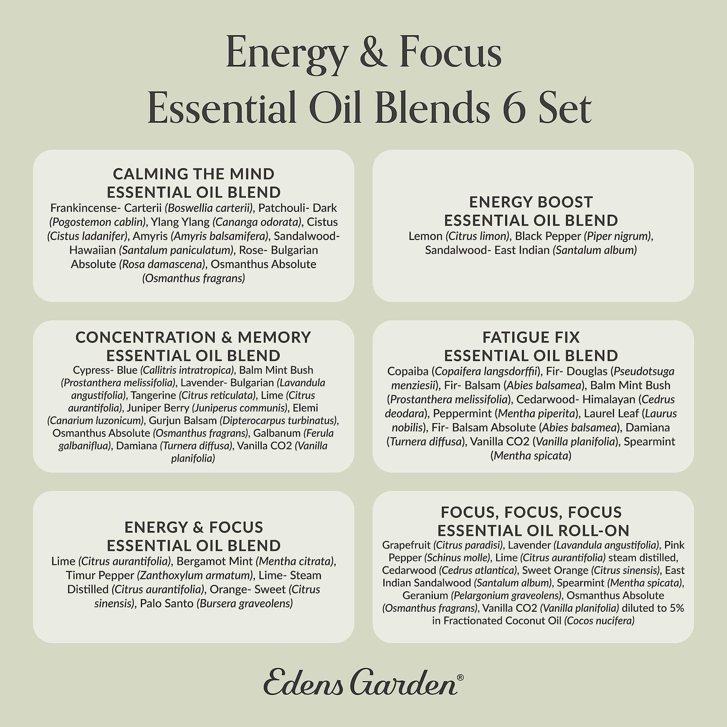 Edens Garden Energy & Focus Essential Oils 6 Set – 100% Pure Therapeutic Grade