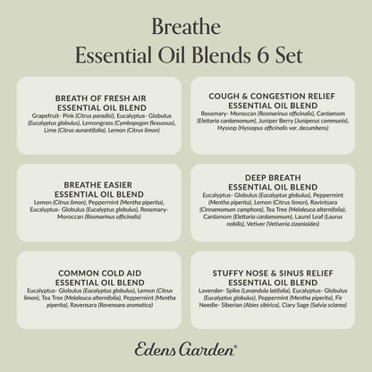 Edens Garden Breathe 6 Set – 100% Pure Therapeutic Grade Essential Oils (10 ml x 6)