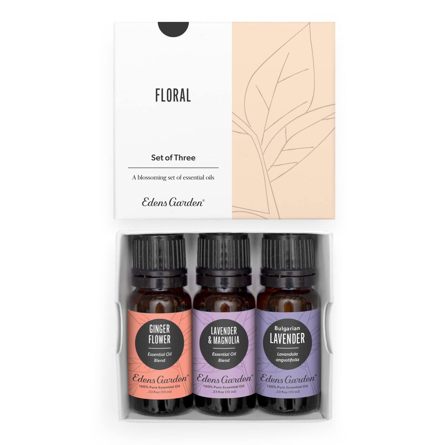 Edens Garden Floral Essential Oils Set – Ginger Flower, Lavender & Magnolia (10 ml each)