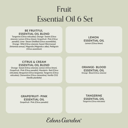 Edens Garden Fruit 6 Set – 100% Pure Therapeutic Grade Essential Oils (Lemon, Orange & Citrus) 10 ml x6