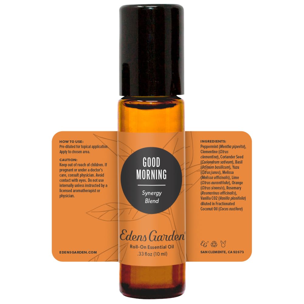 Edens Garden Good Morning Essential Oil Roll-On – 100% Pure, Pre-Diluted 10 ml