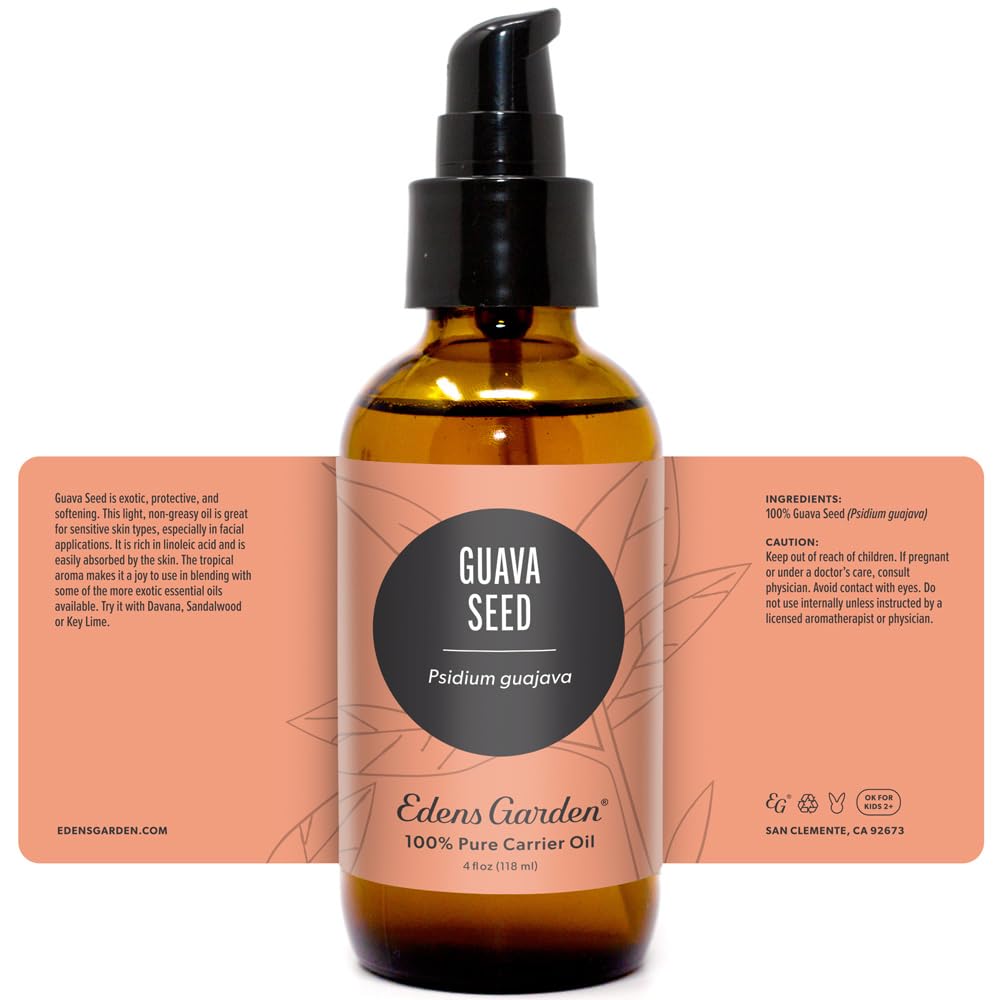 Edens Garden Guava Seed Carrier Oil – Pure, Cold-Pressed & Hexane Free (118 ml)