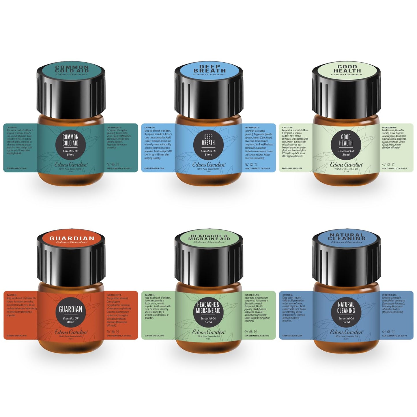 Edens Garden Health Discovery 6 Set - 0.92 ml Each, 100% Pure Therapeutic Grade Essential Oils