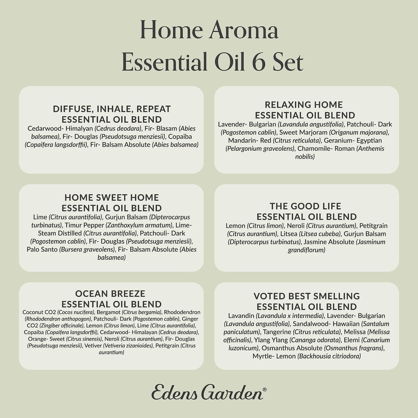 Edens Garden Home Aroma Essential Oil Set – 6x10 ml, 100% Pure Therapeutic Grade