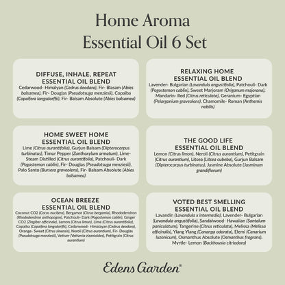 Edens Garden Home Aroma Essential Oil Set – 6x10 ml, 100% Pure Therapeutic Grade