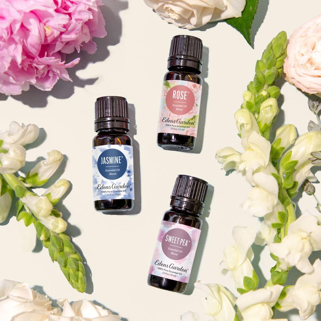 Edens Garden In Bloom 3-Set – Jasmine, Rose & Sweet Pea Essential Oils (10 ml)