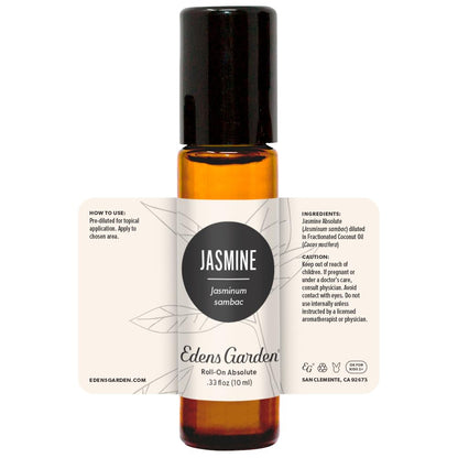 Edens Garden Jasmine-Sambac Absolute Essential Oil Roll-On - 100% Pure Premium Grade, Pre-Diluted 10 ml