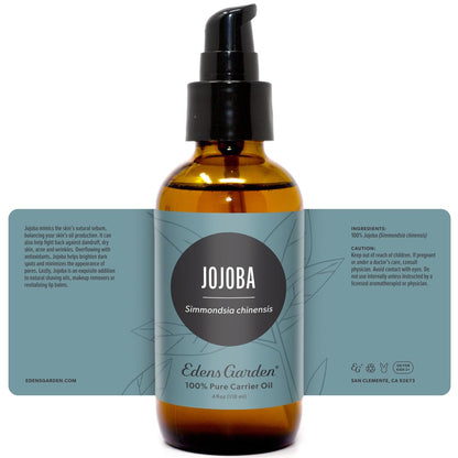 Edens Garden Jojoba Carrier Oil – 100% Pure, Cold-Pressed & Hexane Free | Deep Moisturizer for Face, Skin, Hair & Nails | 118 ml (4 fl oz)