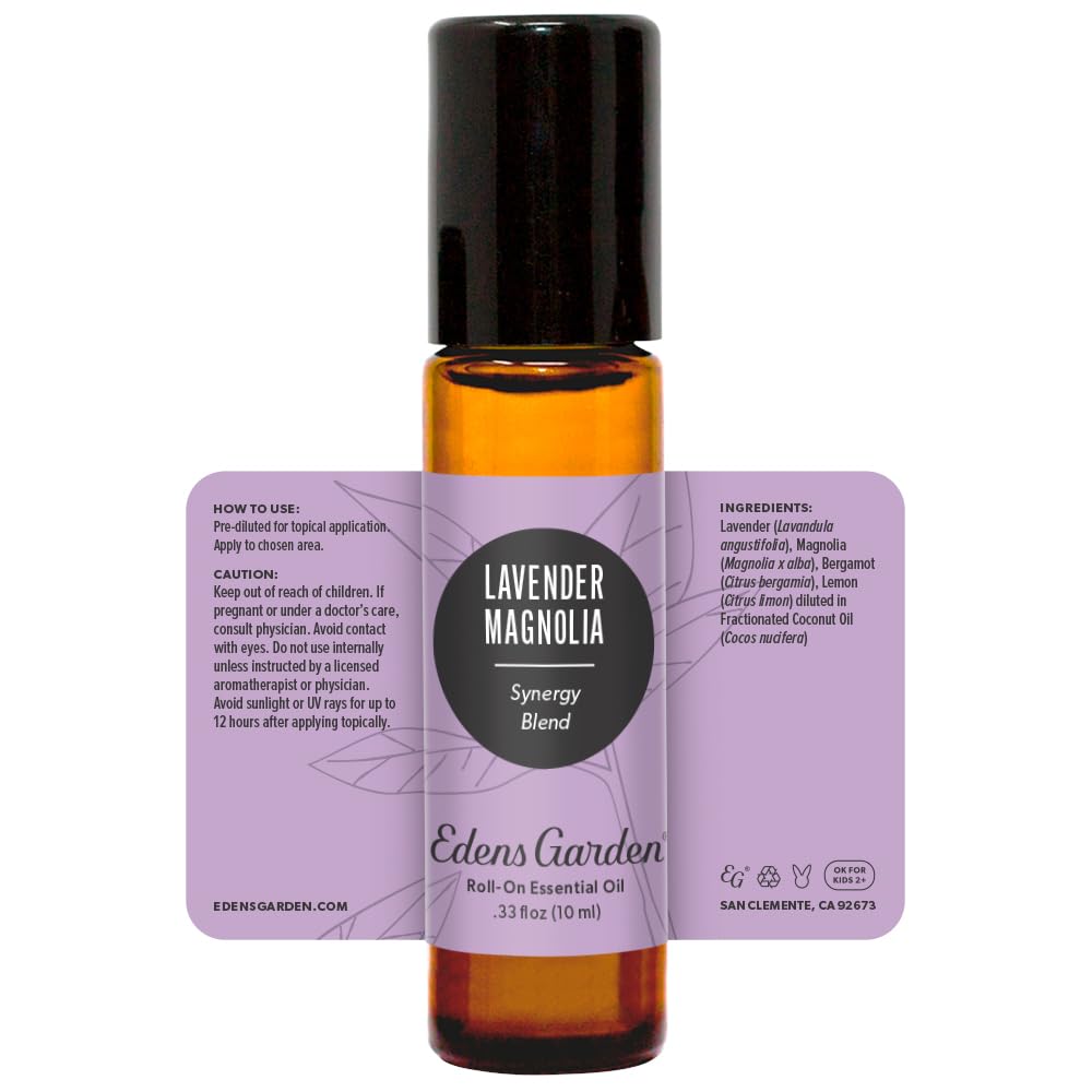 Edens Garden Lavender Magnolia Essential Oil Roll-On Blend – 100% Pure Premium Grade, Kid & Skin Safe, Aromatherapy, Gift-Ready 10 ml