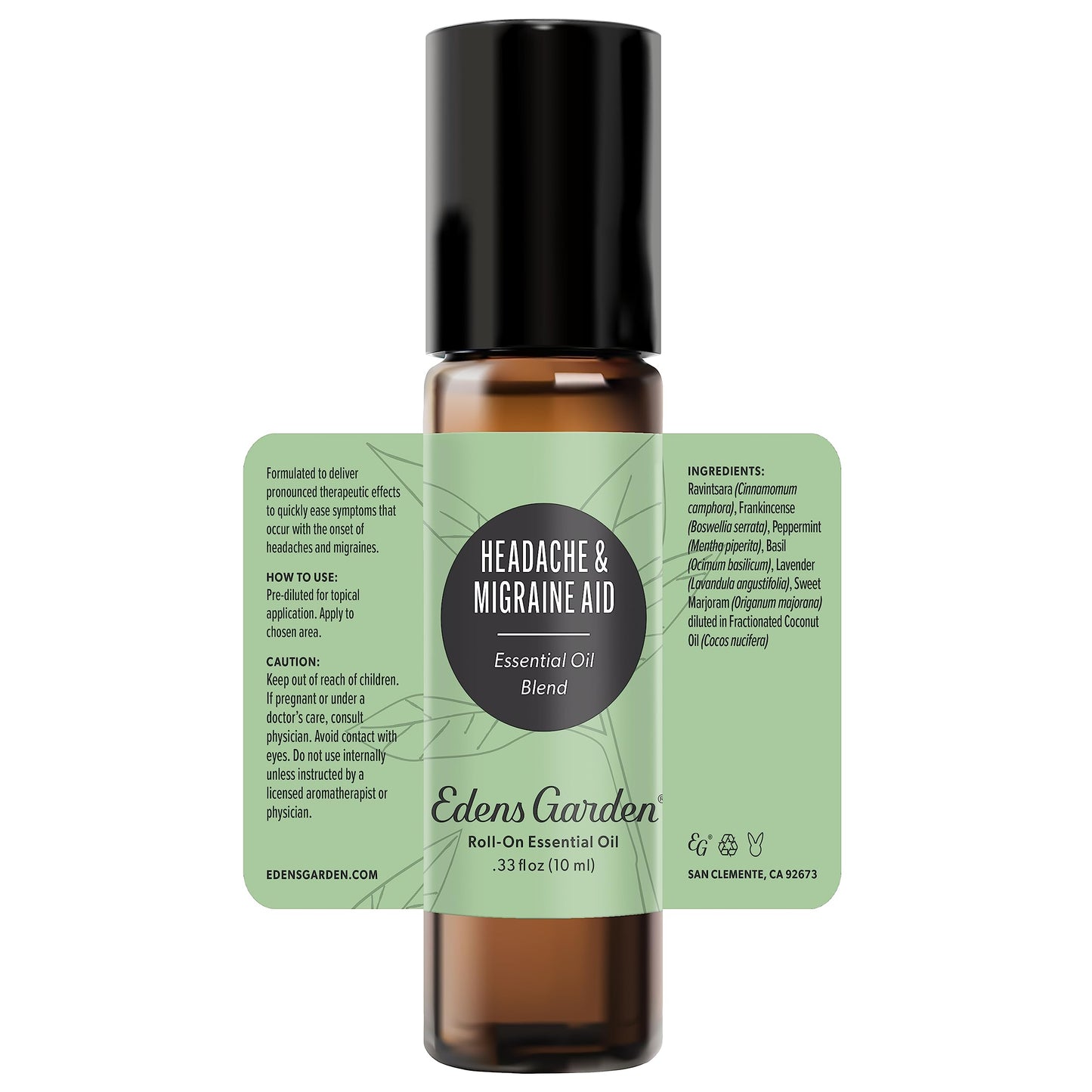 Edens Garden Headache & Migraine Aid Roll-On - 10ml, 100% Pure