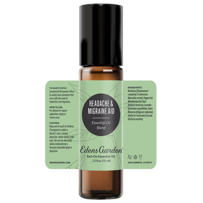 Edens Garden Headache & Migraine Aid Roll-On - 10ml, 100% Pure
