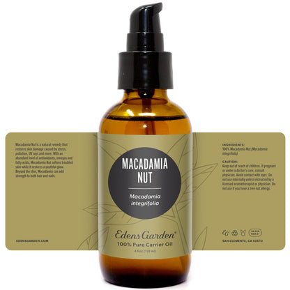 Edens Garden Macadamia Carrier Oil - 100% Pure, Cold-Pressed, Hexane Free