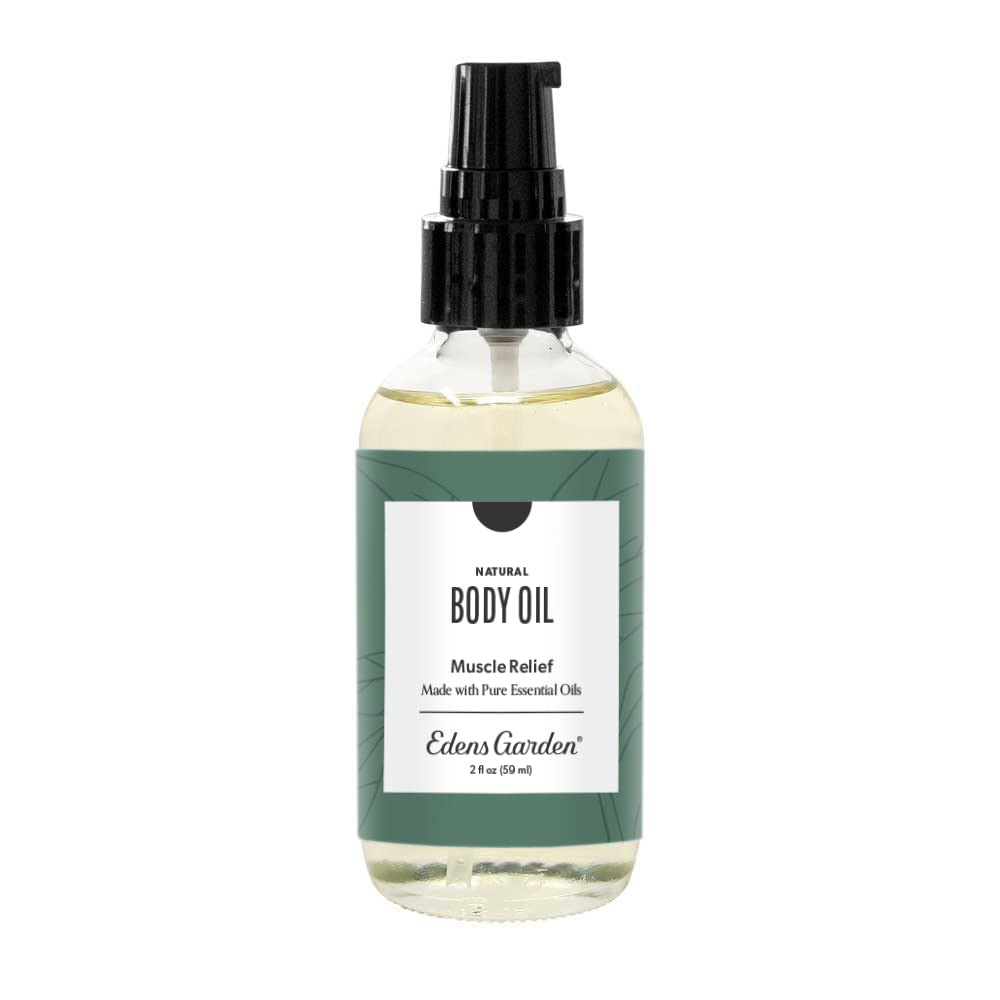 Edens Garden Muscle Relief Bath & Body Oil – Peppermint and Wintergreen, 2 oz