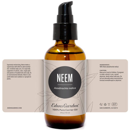Edens Garden Neem Carrier Oil – 100% Pure, Cold Pressed, Hexane Free | For Face, Skin, Hair & Nails | 118 ml