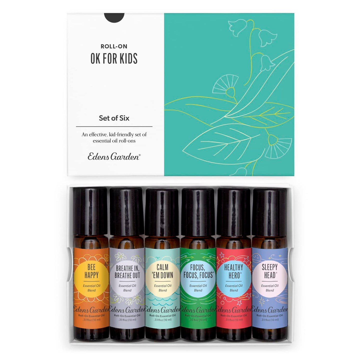 Edens Garden OK for Kids Roll-On Set – 6 Pack, 10 ml Each | Pure Therapeutic Grade