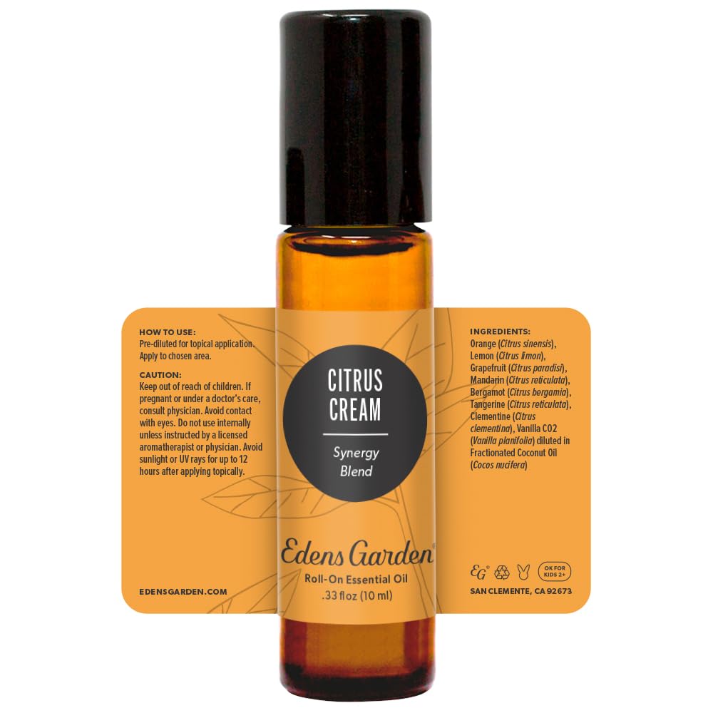 Edens Garden Citrus Cream Essential Oil Roll-On – 100% Pure, Pre-Diluted 10 ml