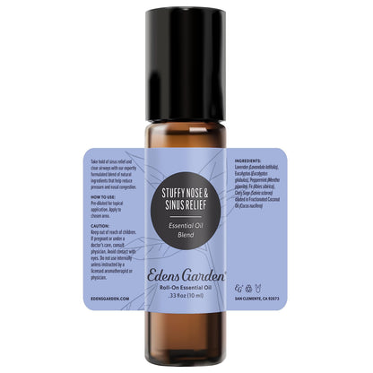 Edens Garden Stuffy Nose & Sinus Relief Roll-On - 100% Pure Essential Oils, Pre-Diluted 10 ml