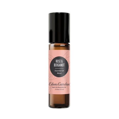 Edens Garden Rose Bergamot Essential Oil Roll-On Blend – 100% Pure, Premium Grade, 10 ml, Skin Safe