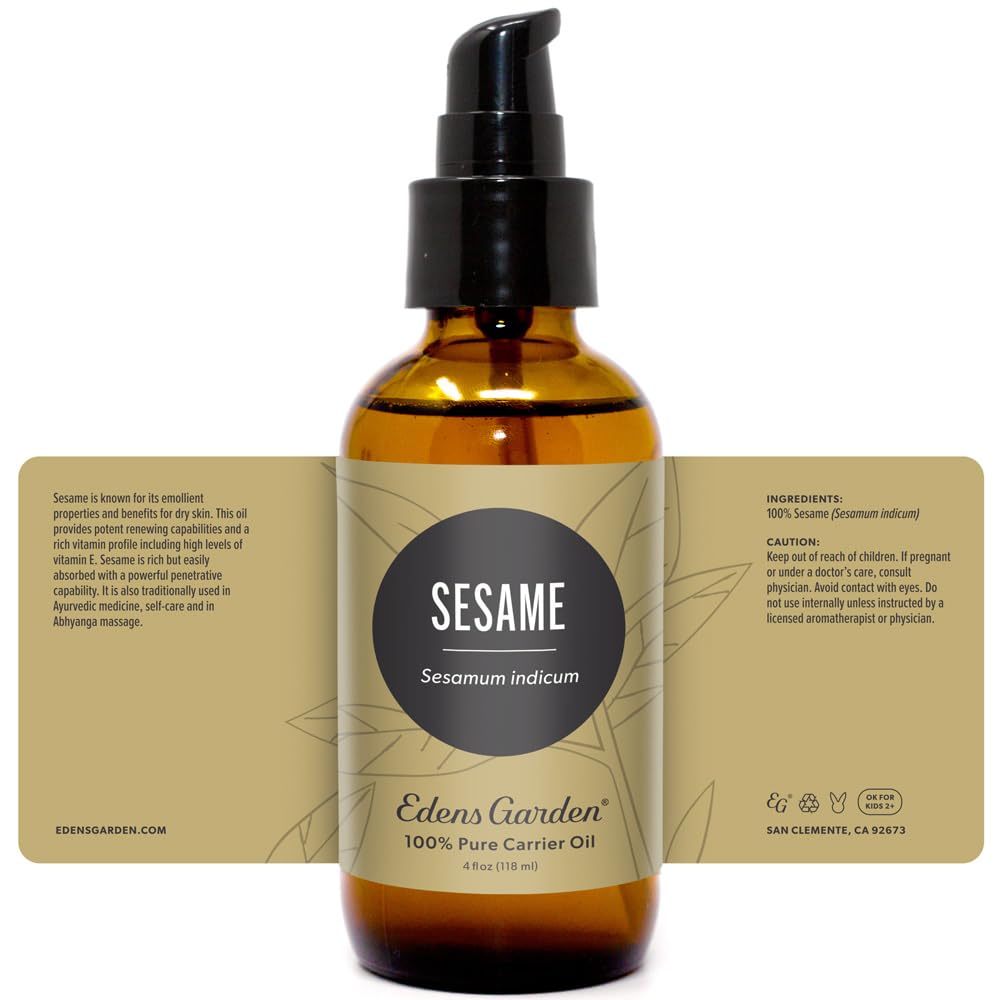 Edens Garden Sesame Carrier Oil – 100% Pure, Cold-Pressed & Hexane-Free (118 ml)