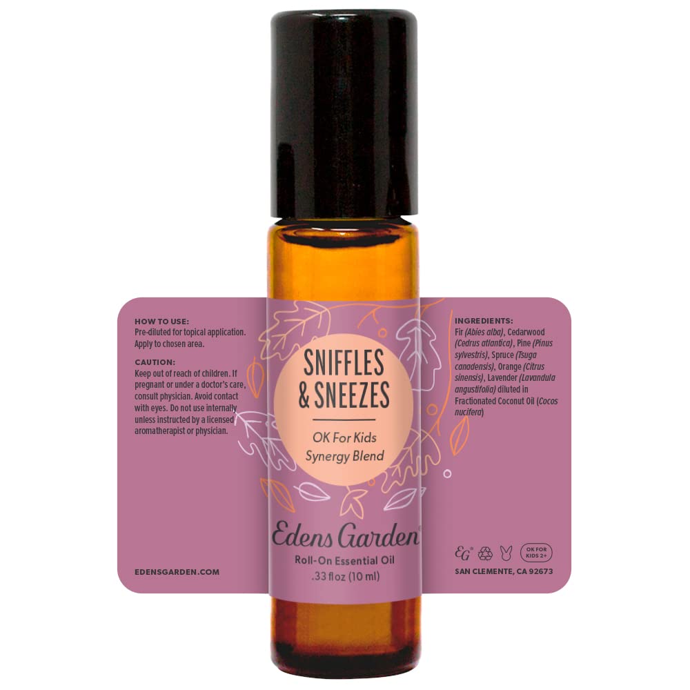 Edens Garden Sniffles & Sneezes Essential Oil Roll-On – 100% Pure, Premium Grade, 10 ml