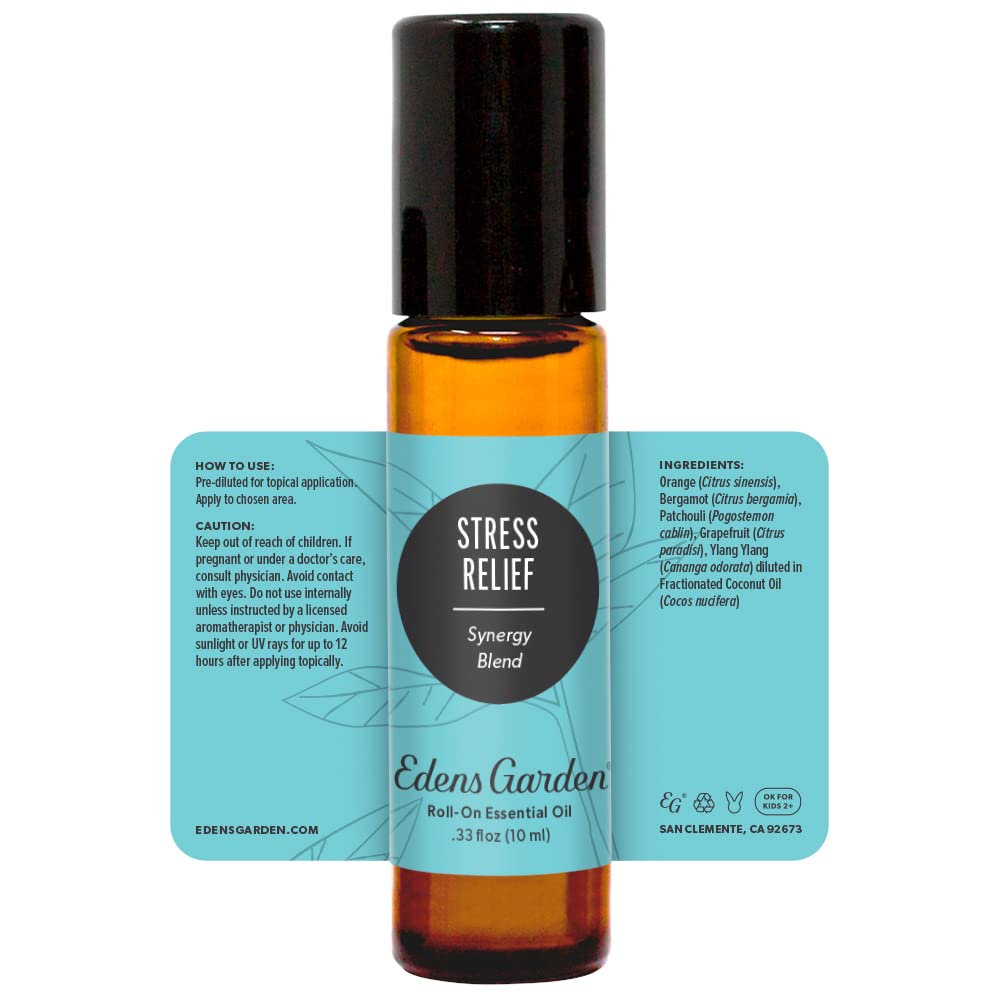 Edens Garden Stress Relief Essential Oil Roll-On - 10 ml, Premium Grade