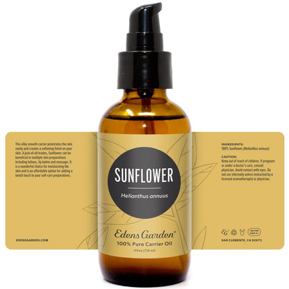 Sunflower Carrier Oil – Edens Garden, 118 ml (100% Pure, Cold Pressed, Hexane Free)